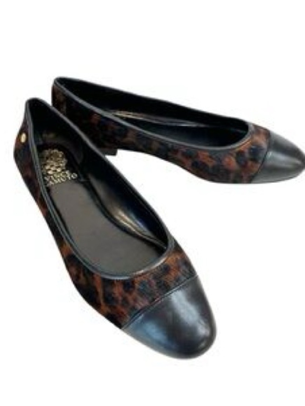 Vince Camuto Leopard Print horse hair Cap-Toe Ballet Flats in Black and Brown
